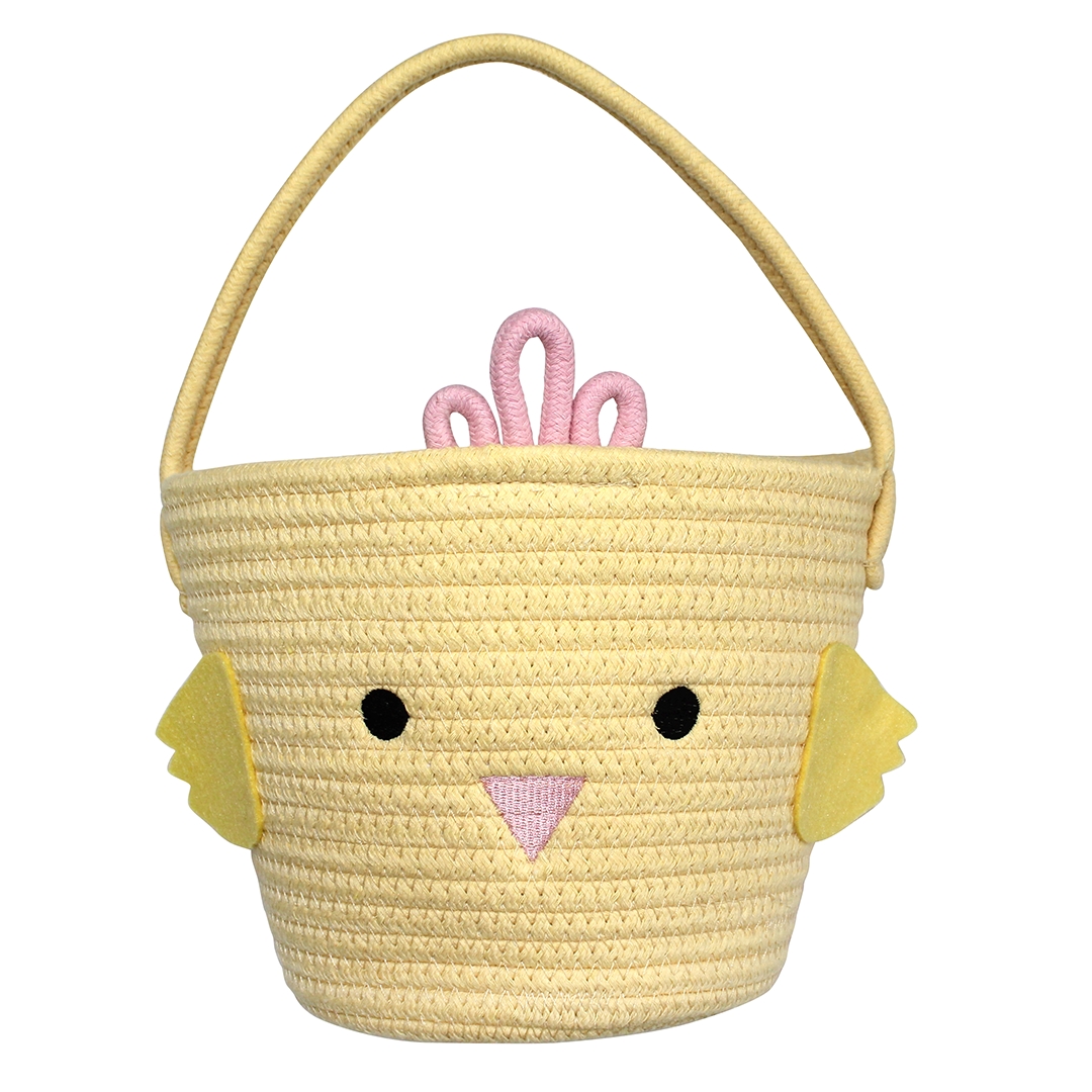 Emerson and Friends Rope Easter Basket in Yellow Chick