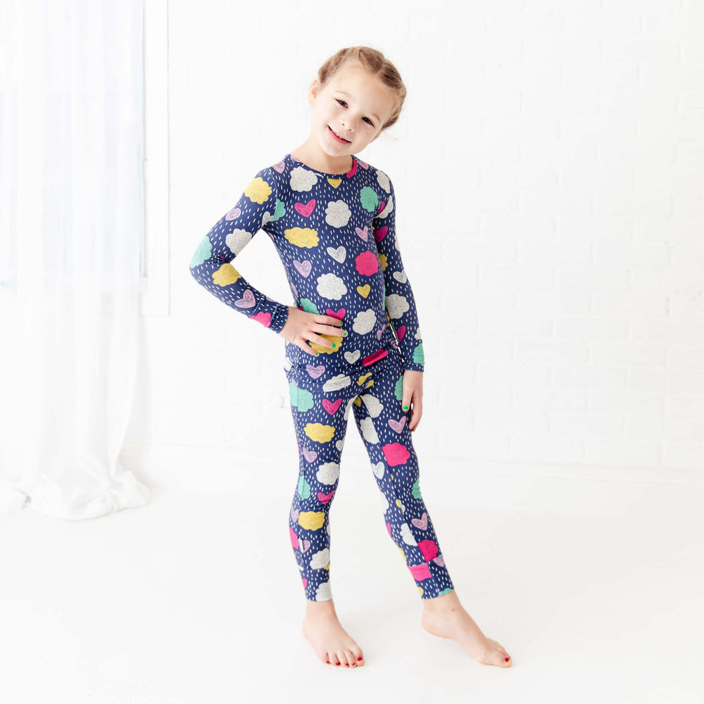 Dreamiere Clouds & Raindrops Two Piece Pajamas Set