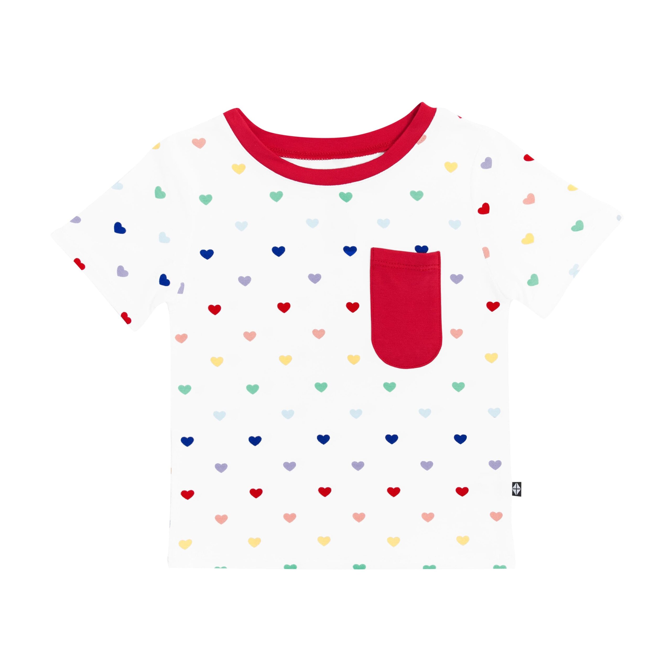 Kyte BABY Toddler Crew Neck Tee in Cloud Rainbow Heart