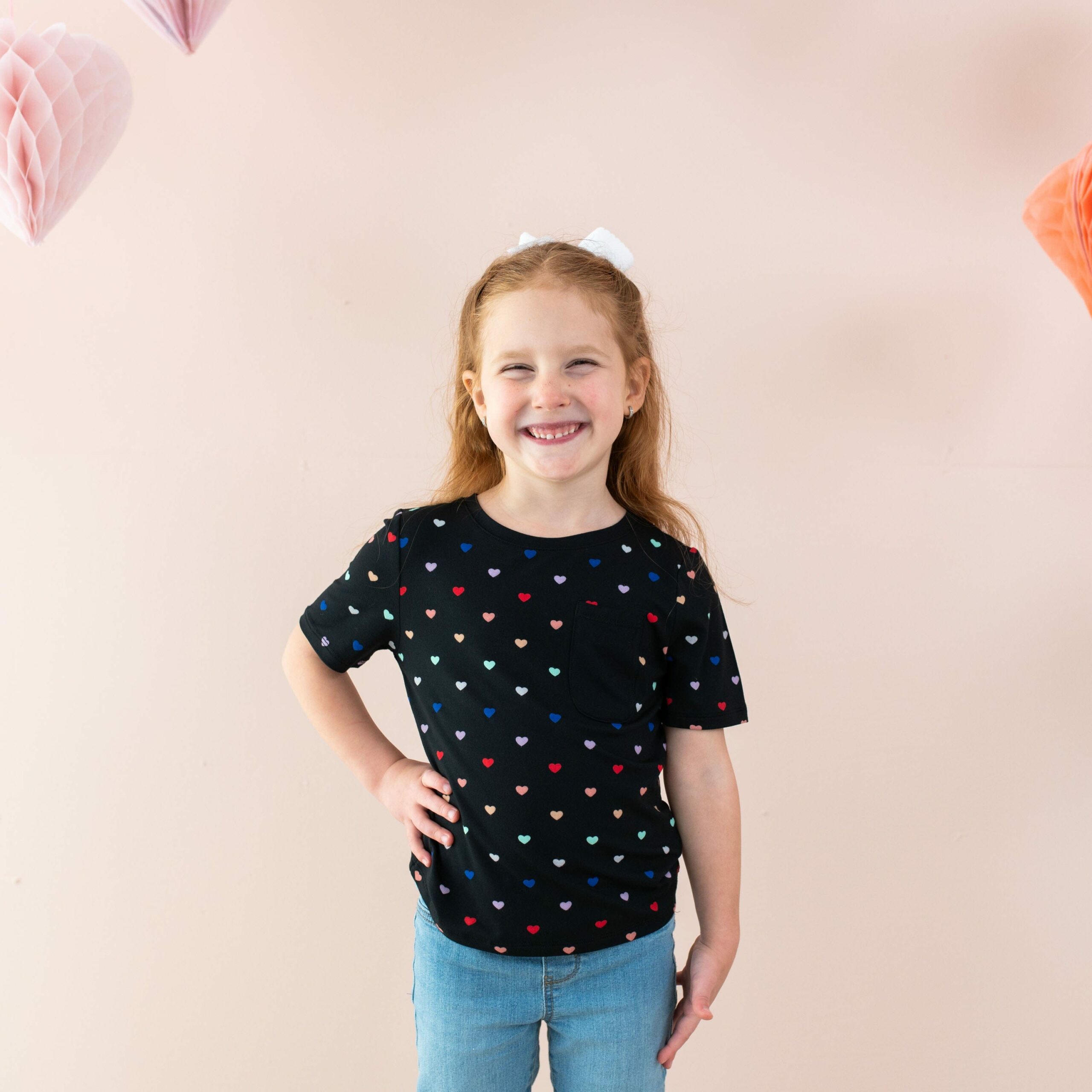 Kyte BABY Toddler Crew Neck Tee in Midnight Rainbow Heart