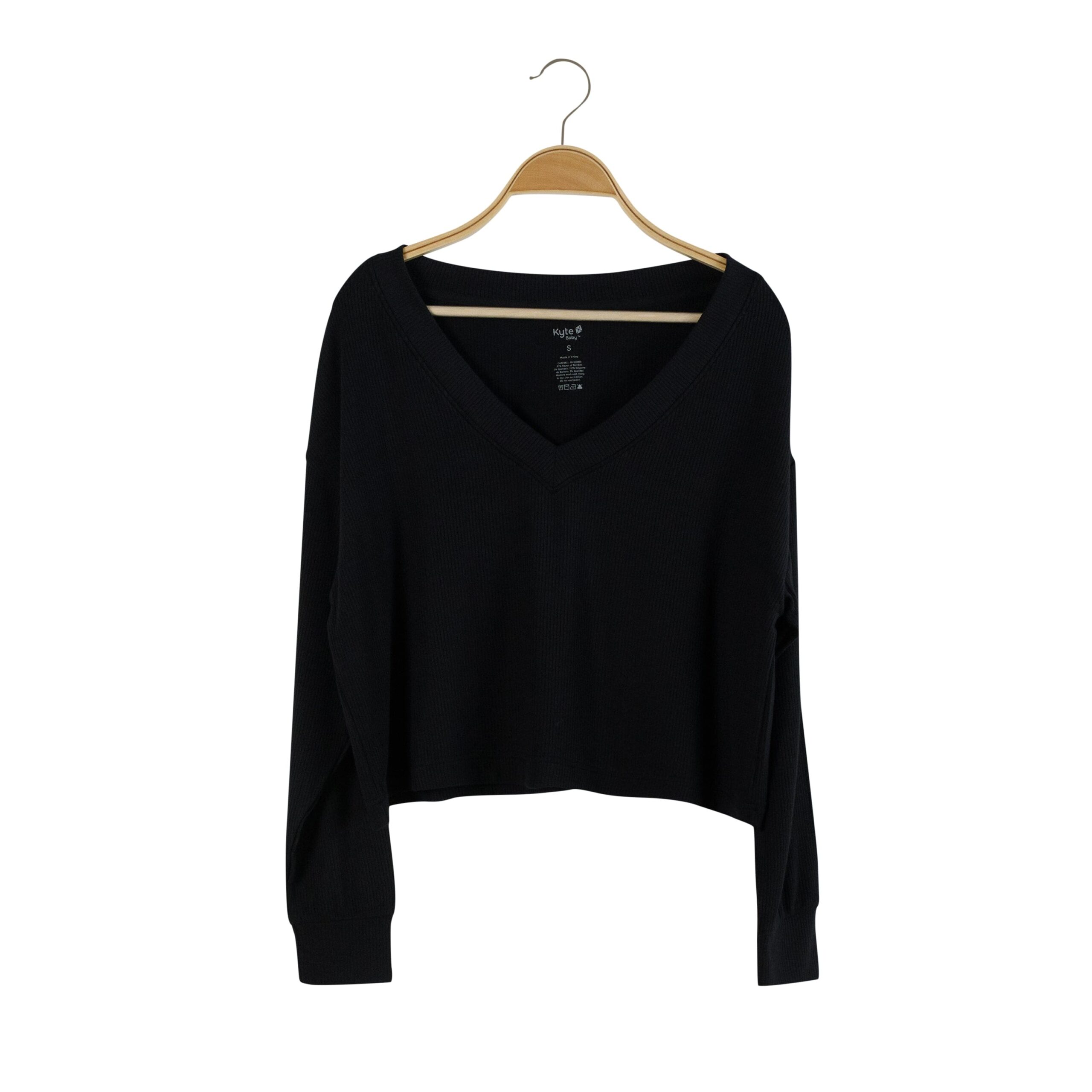 Kyte BABY Women's Ribbed Long Sleeve Crop Top in Midnight 