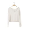 Kyte BABY Women's Ribbed Long Sleeve Crop Top in Oat 