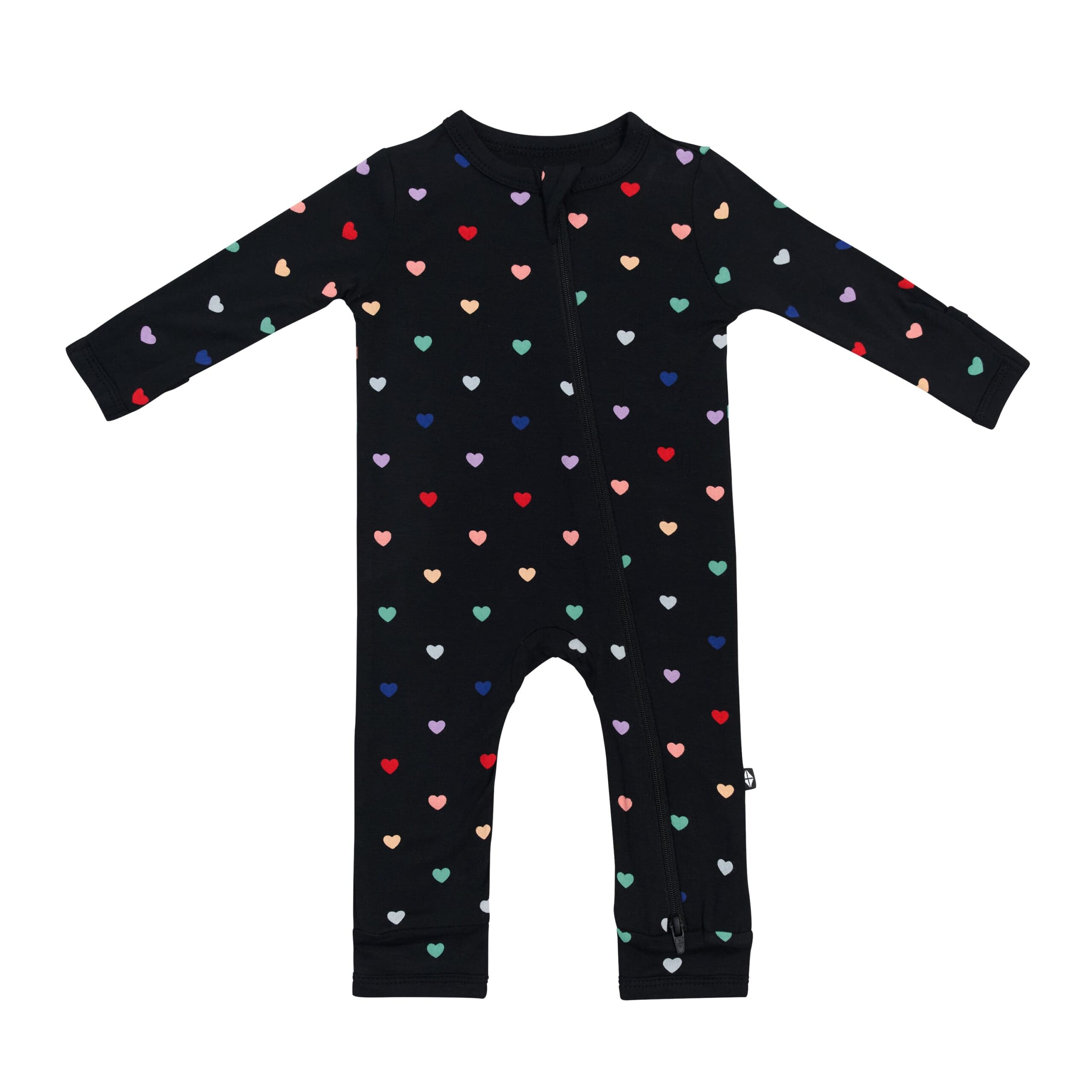 Kyte BABY Zippered Romper in Midnight Rainbow Heart