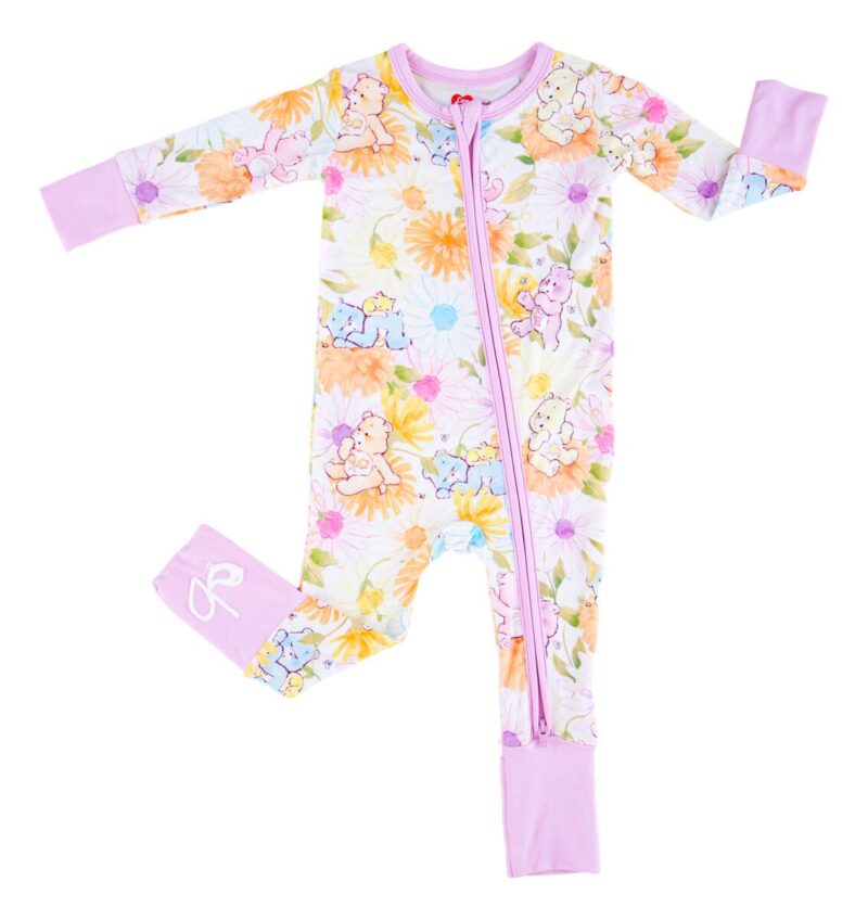 Care Bears Baby Spring Flowers Bamboo Viscose Convertible Romper from Birdie Bean