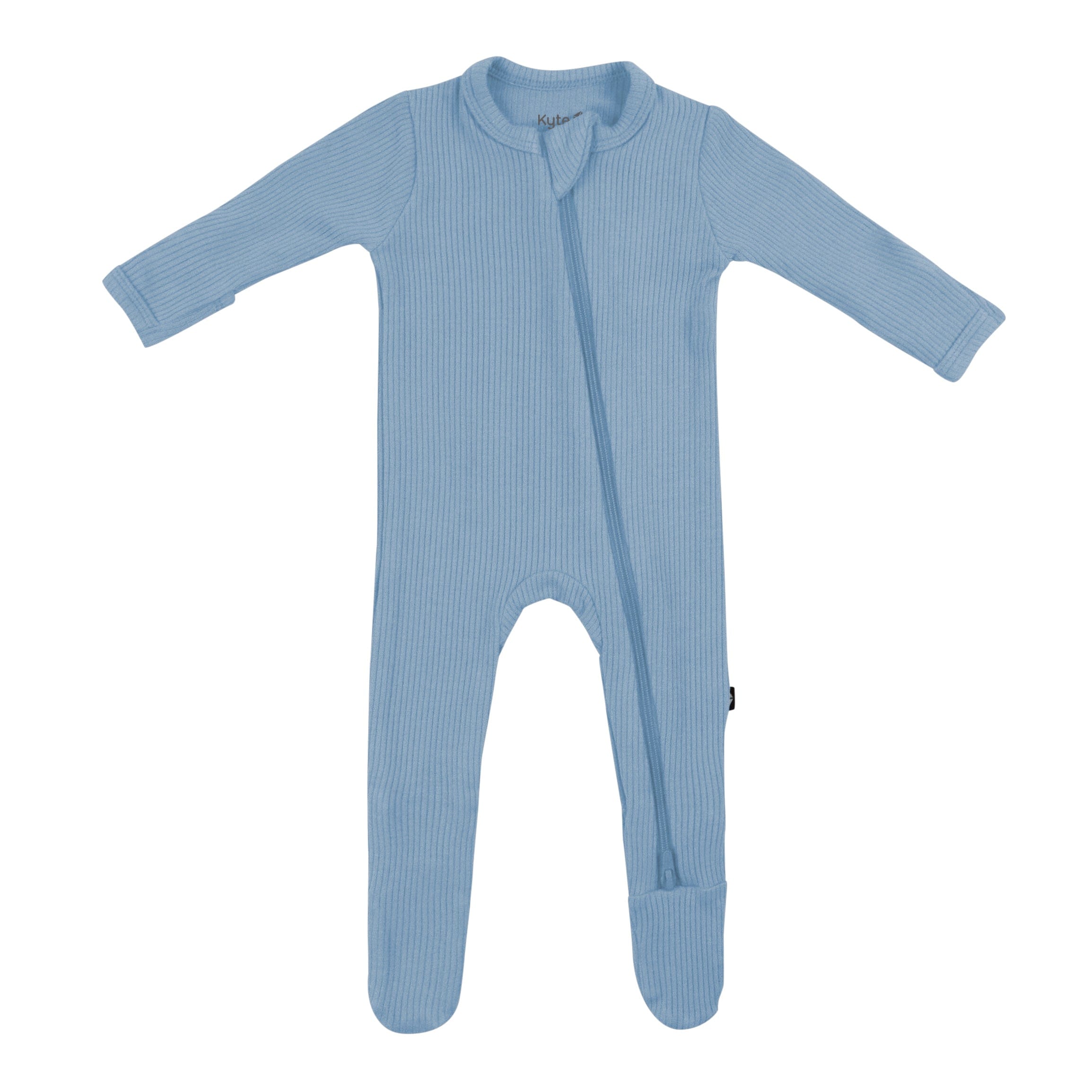 Kyte BABY Ribbed Zipper Footie in Slate