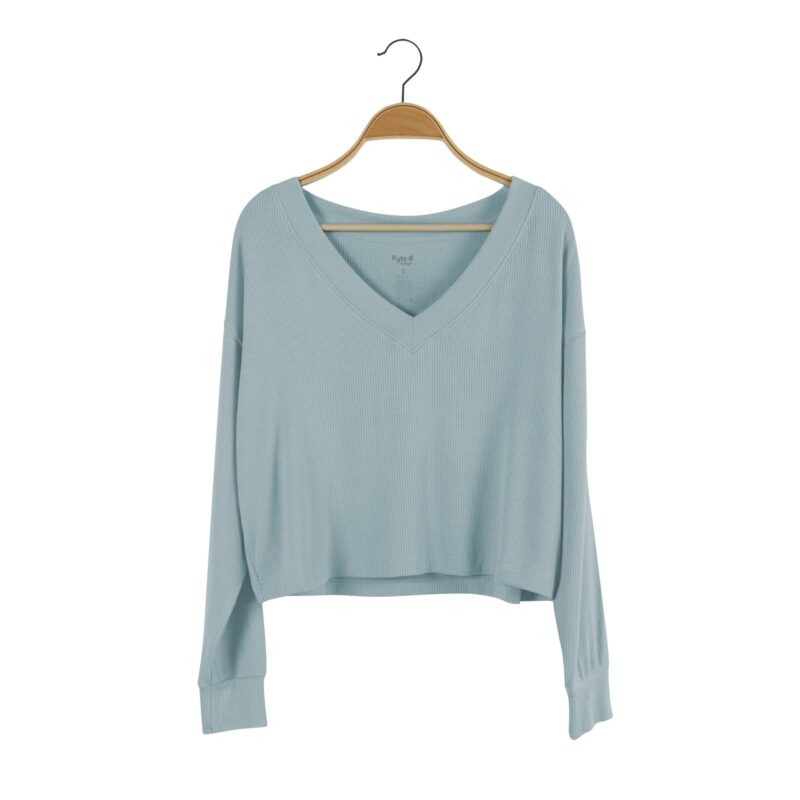 Kyte BABY Women's Ribbed Long Sleeve Crop Top in Glacier