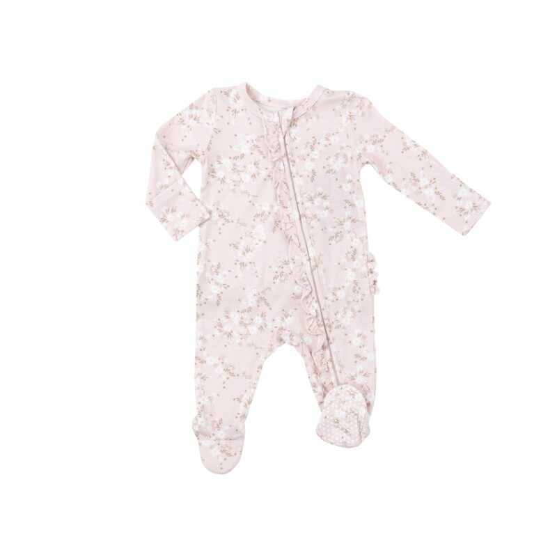 Angel Dear Floaty Day Daisies Bamboo Viscose Ruffle Front Footie Angel Dear Floaty Day Daisies Bamboo Viscose Ruffle Front Footie