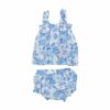 Roses In Blue Muslin Ruffly Strap Top And Bloomer Set