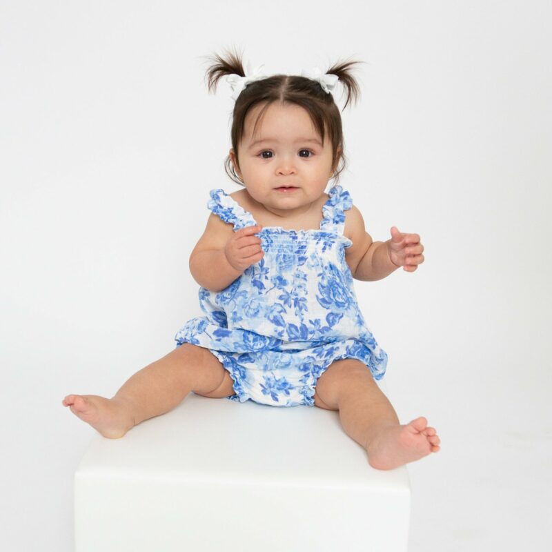 Roses In Blue Muslin Ruffly Strap Top And Bloomer Set from Angel Dear