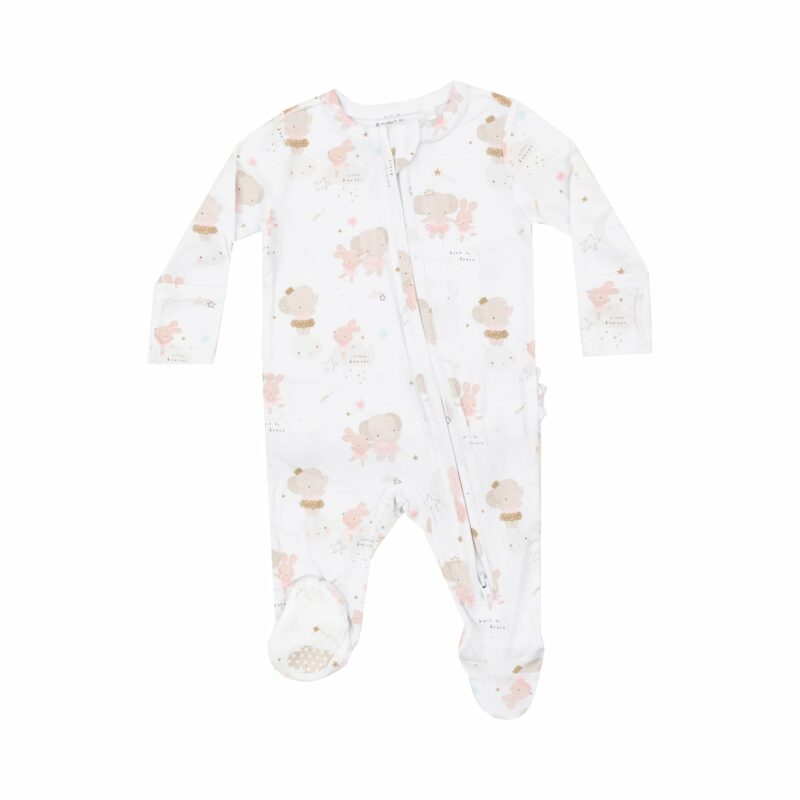 Angel Dear Elephant And Bunny Ballerinas Bamboo Viscose Ruffle Back Footie