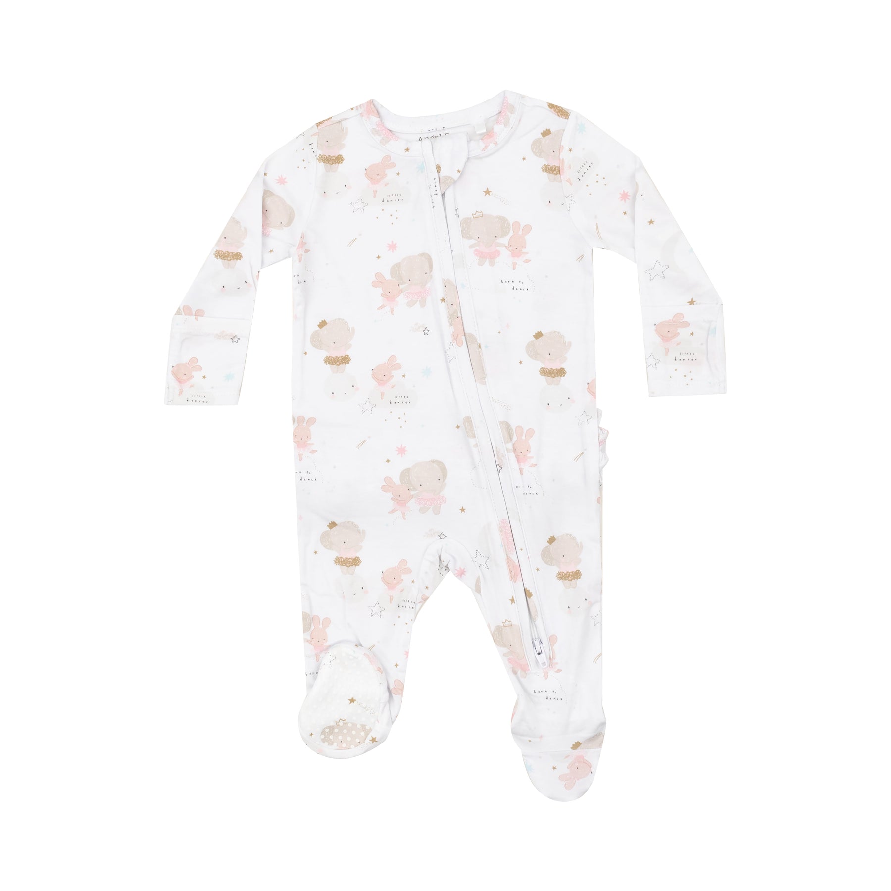 Angel Dear Elephant And Bunny Ballerinas Bamboo Viscose Ruffle Back Footie