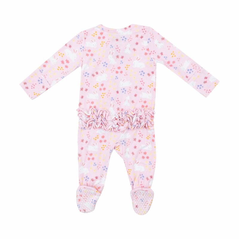 Bunny Meadow Bamboo Viscose Ruffle Back Footie