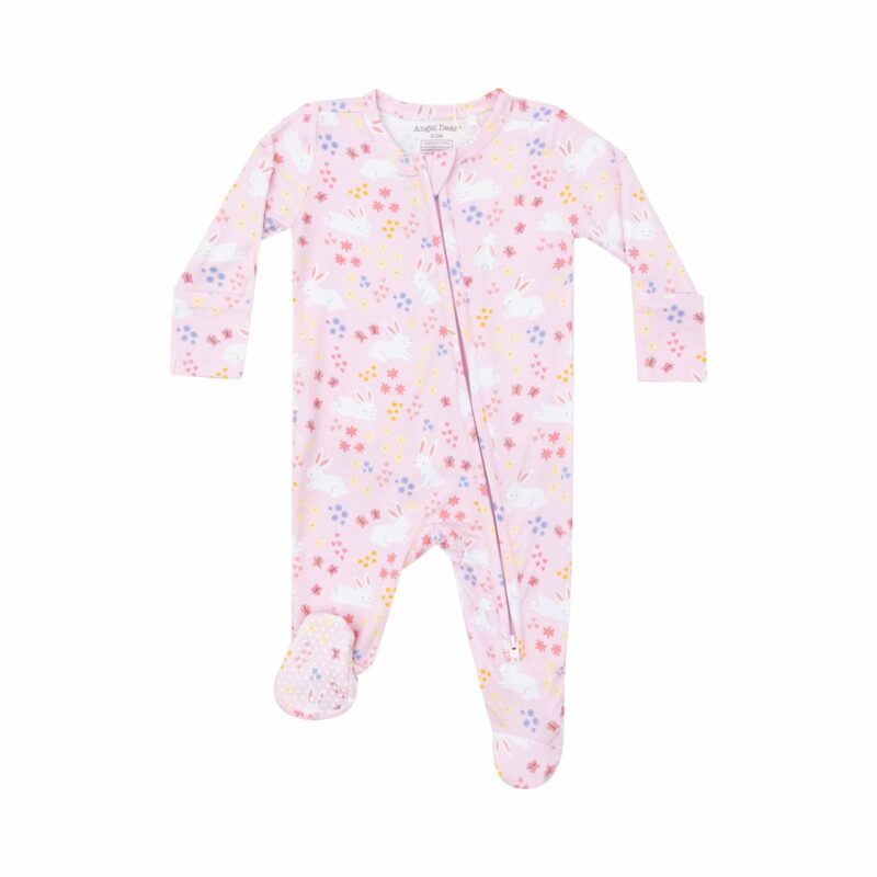 Angel Dear Bunny Meadow Bamboo Viscose Ruffle Back Footie