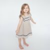 Oatmeal Solid Muslin Ruffle Dress With Trim from Angel Dear