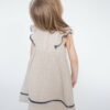 Oatmeal Solid Muslin Ruffle Dress With Trim