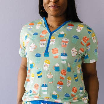 Little Sleepies Aqua I Love You A Latte Women's Bamboo Viscose Pajama Set Little Sleepies Aqua I Love You A Latte Women's Bamboo Viscose Pajama Set