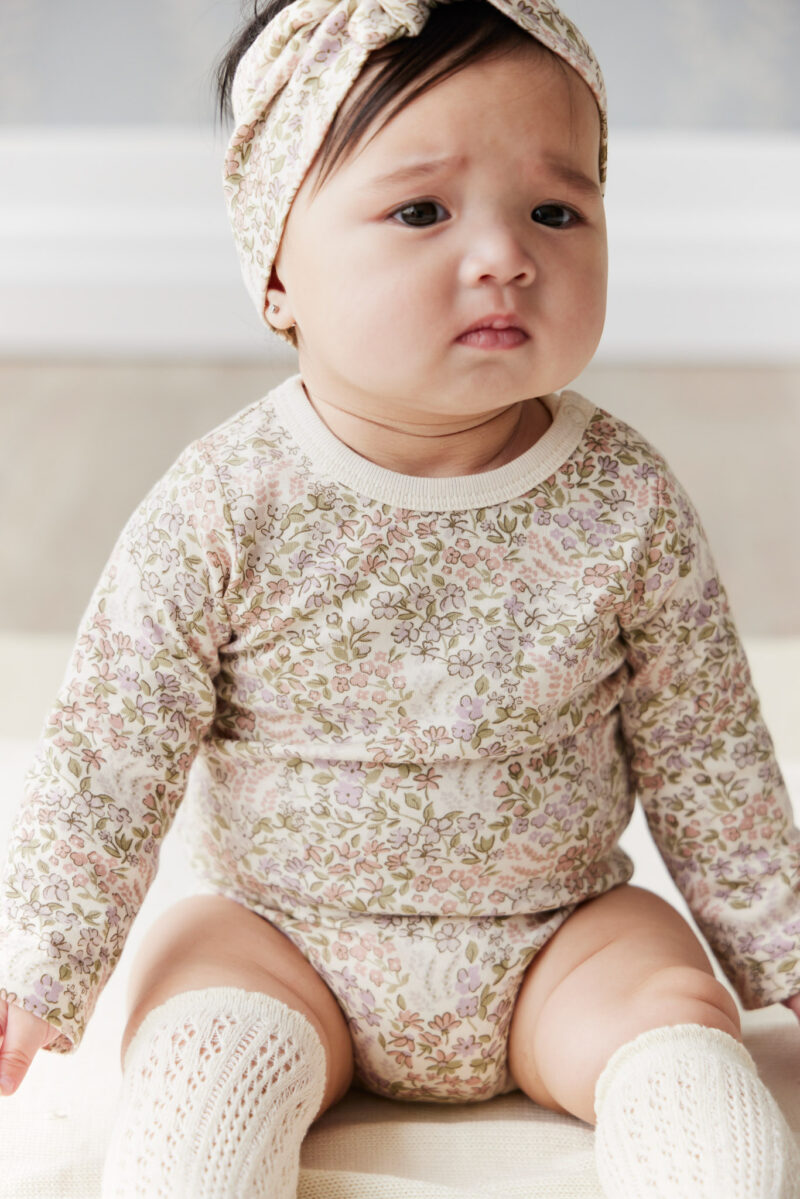 Organic Cotton Long Sleeve Bodysuit in April Eggnog  from Jamie Kay