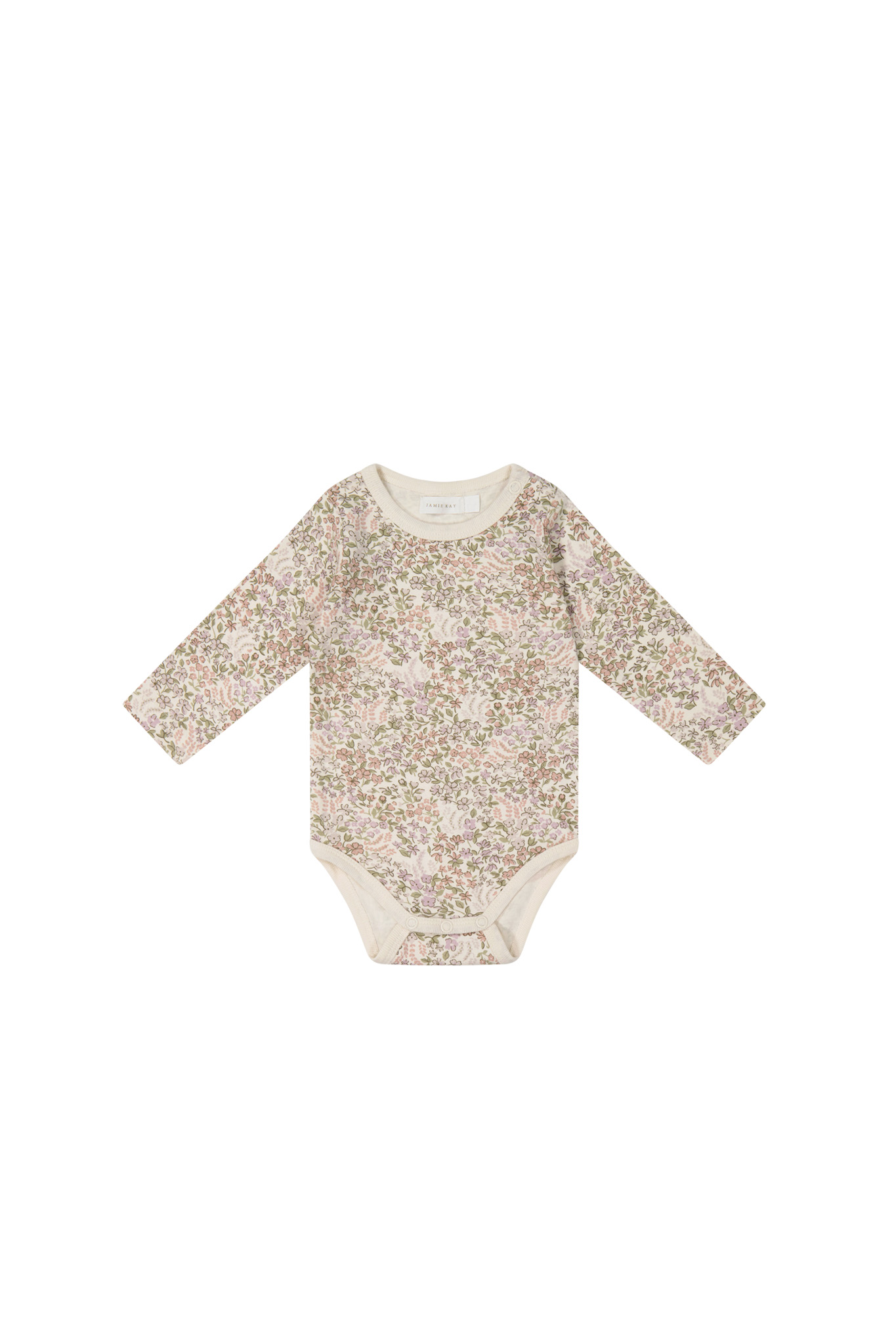 Jamie Kay Organic Cotton Long Sleeve Bodysuit in April Eggnog 