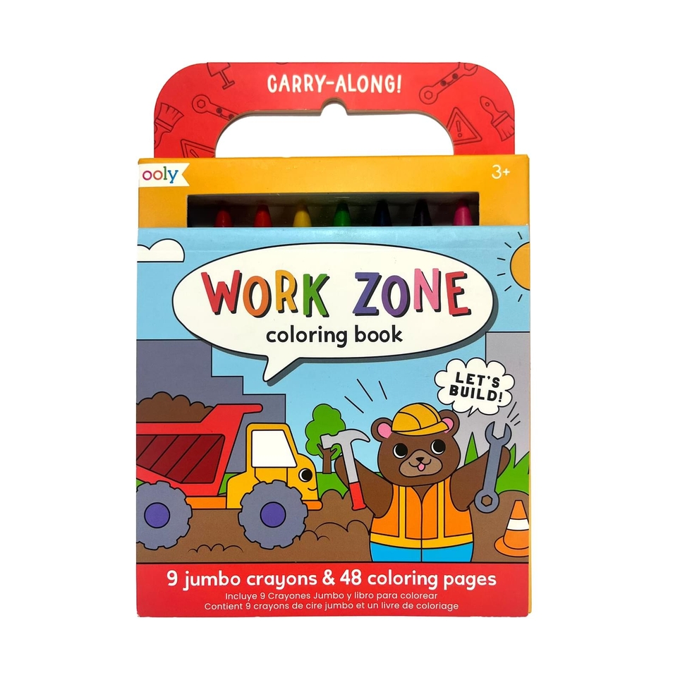 OOLY Work Zone Carry Along Crayons & Coloring Book Kit