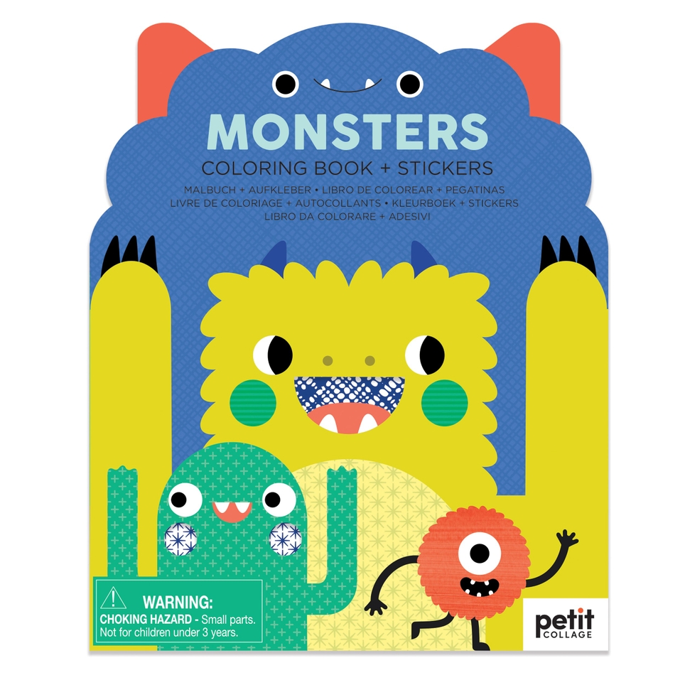 Petit Collage Monsters Coloring Book with Stickers