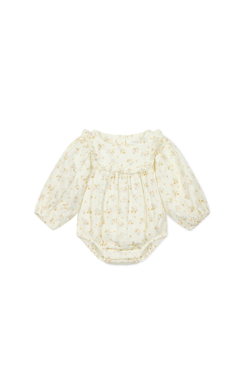 Organic Cotton Muslin Frances Playsuit In Nina Watercolour Floral available at Blossom