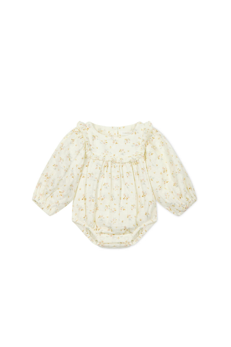 Organic Cotton Muslin Frances Playsuit In Nina Watercolour Floral available at Blossom
