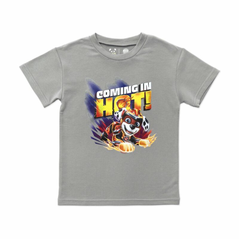 Paw Patrol Mighty Movie Marshall Stormy Grey Bamboo Kids T-Shirt