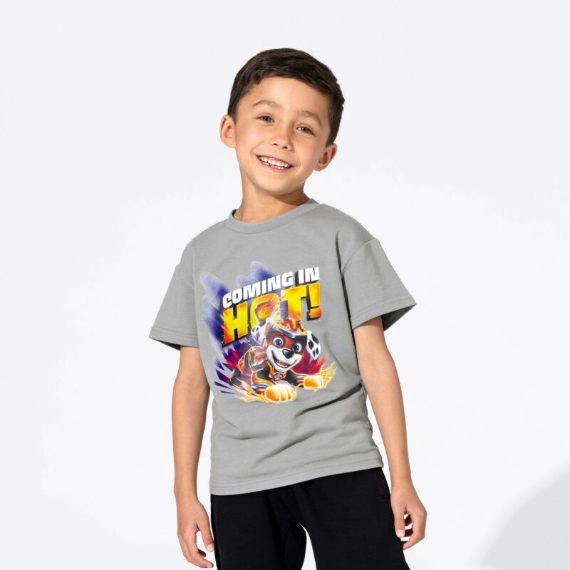 Bellabu Bear Paw Patrol Mighty Movie Marshall Stormy Grey Bamboo Kids T-Shirt