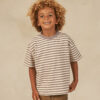 Rylee + Cru Relaxed Tee In Charcoal Stripe