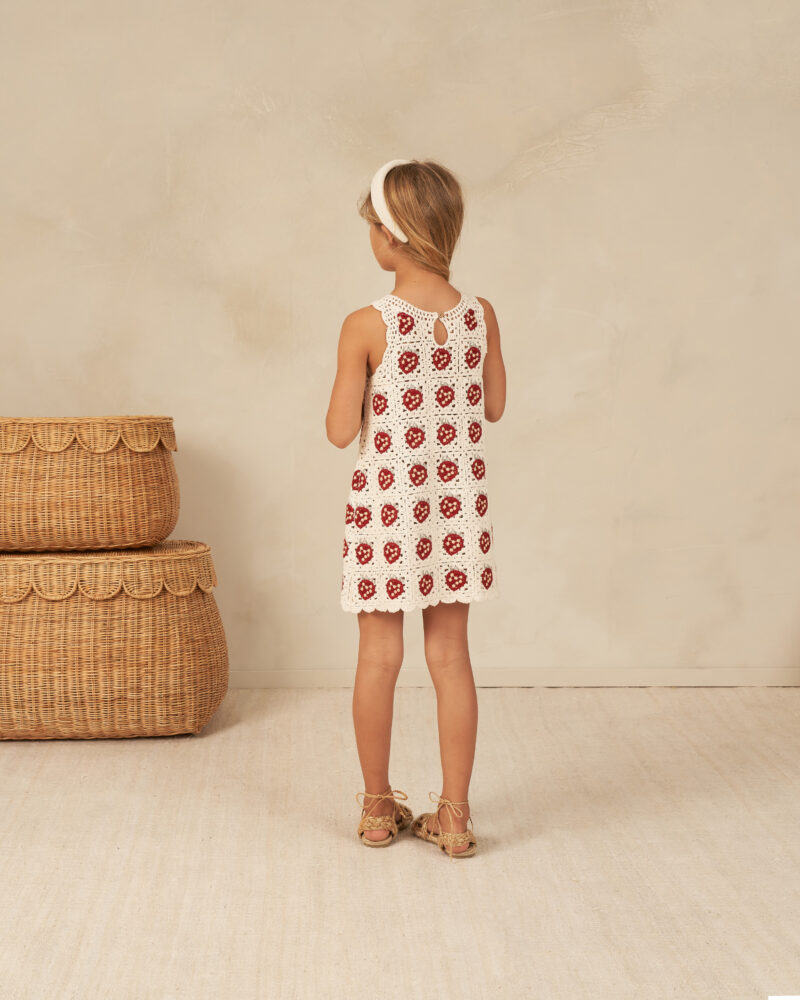 Crochet Tank Mini Dress In Strawberry from Rylee + Cru