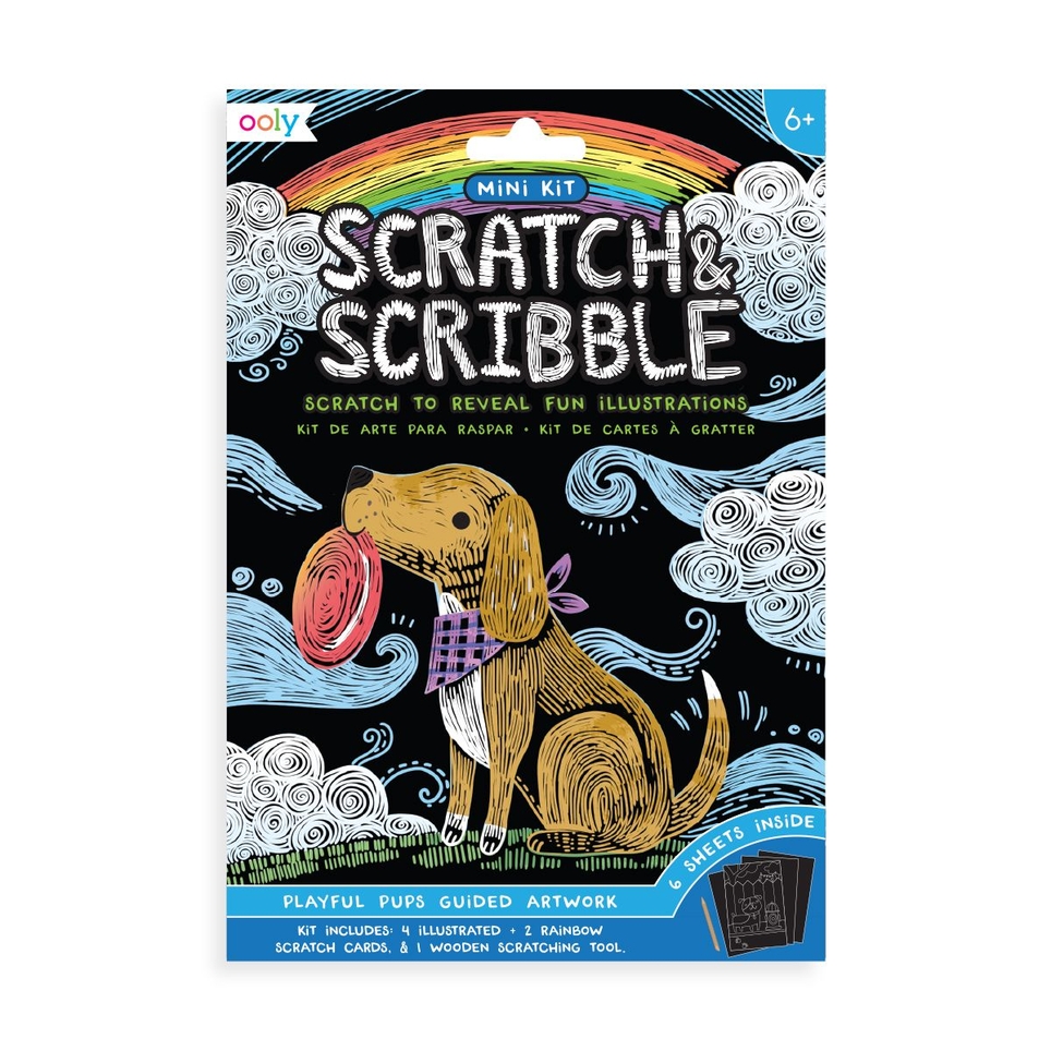 OOLY Playful Pups Mini Scratch & Scribble Art Kit