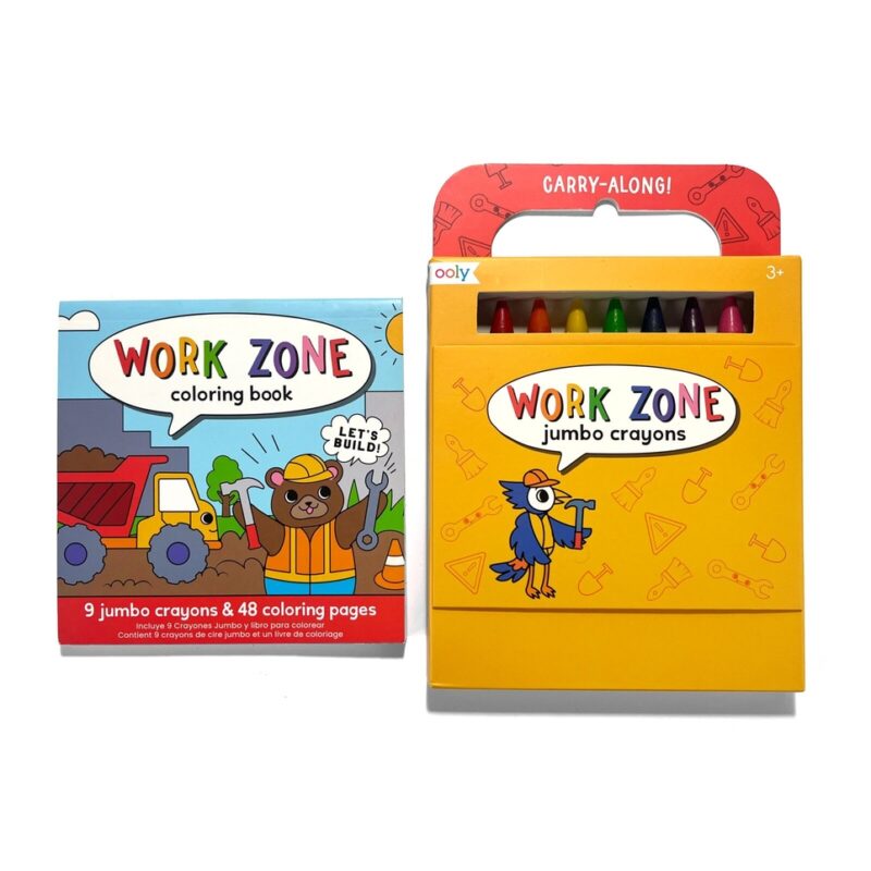OOLY Work Zone Carry Along Crayons & Coloring Book Kit Arts & Crafts