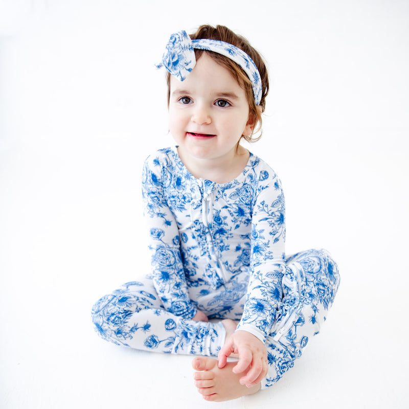 Dreamiere Something Blue Bamboo Viscose Ruffle Convertible Footie