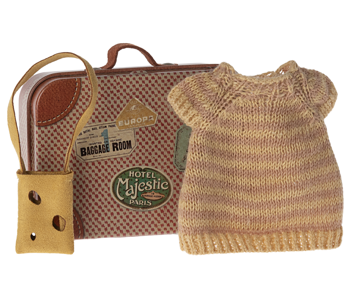 Maileg Knitted Dress and Bag in Suitcase for Big Sister Mouse