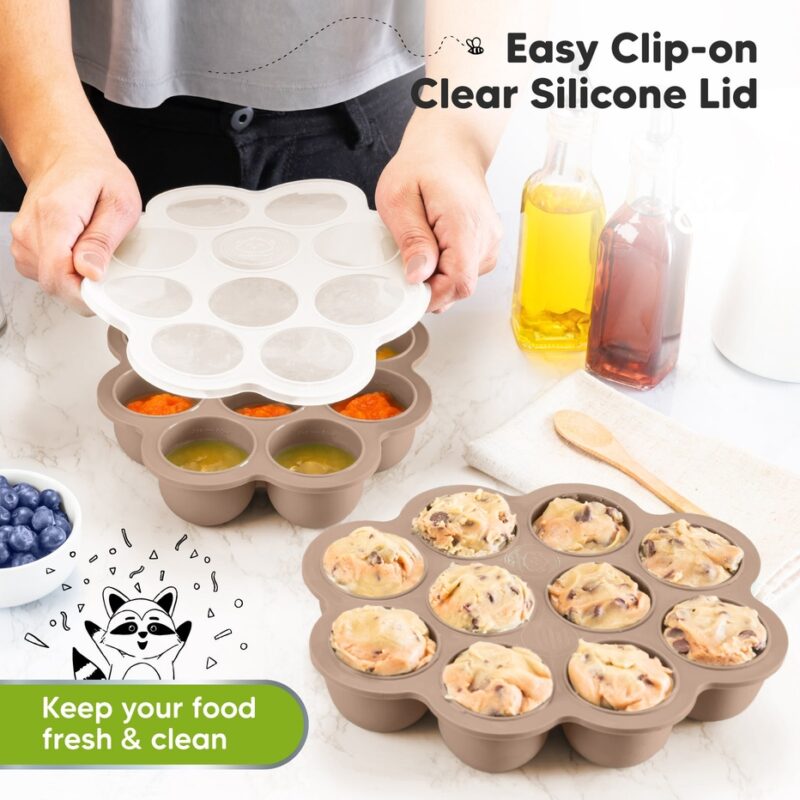 KeaBabies Chai Latte Silicone 2oz Baby Food Freezer Tray with Lid Feeding KeaBabies Chai Latte Silicone 2oz Baby Food Freezer Tray with Lid Feeding