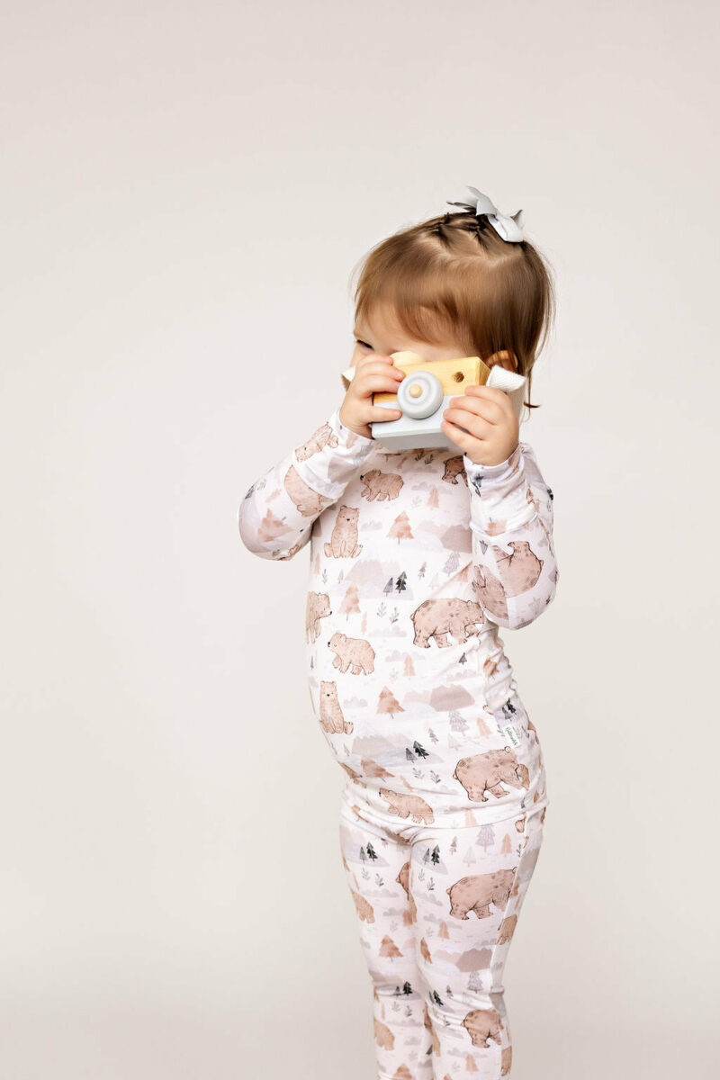 Mountain Bears Bamboo Viscose Two-Piece Pajama Set from Butterscotch Babies