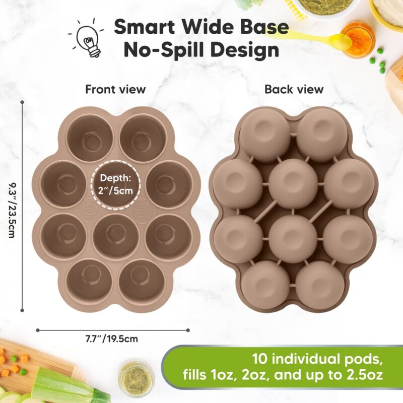 Chai Latte Silicone 2oz Baby Food Freezer Tray with Lid from KeaBabies Chai Latte Silicone 2oz Baby Food Freezer Tray with Lid from KeaBabies