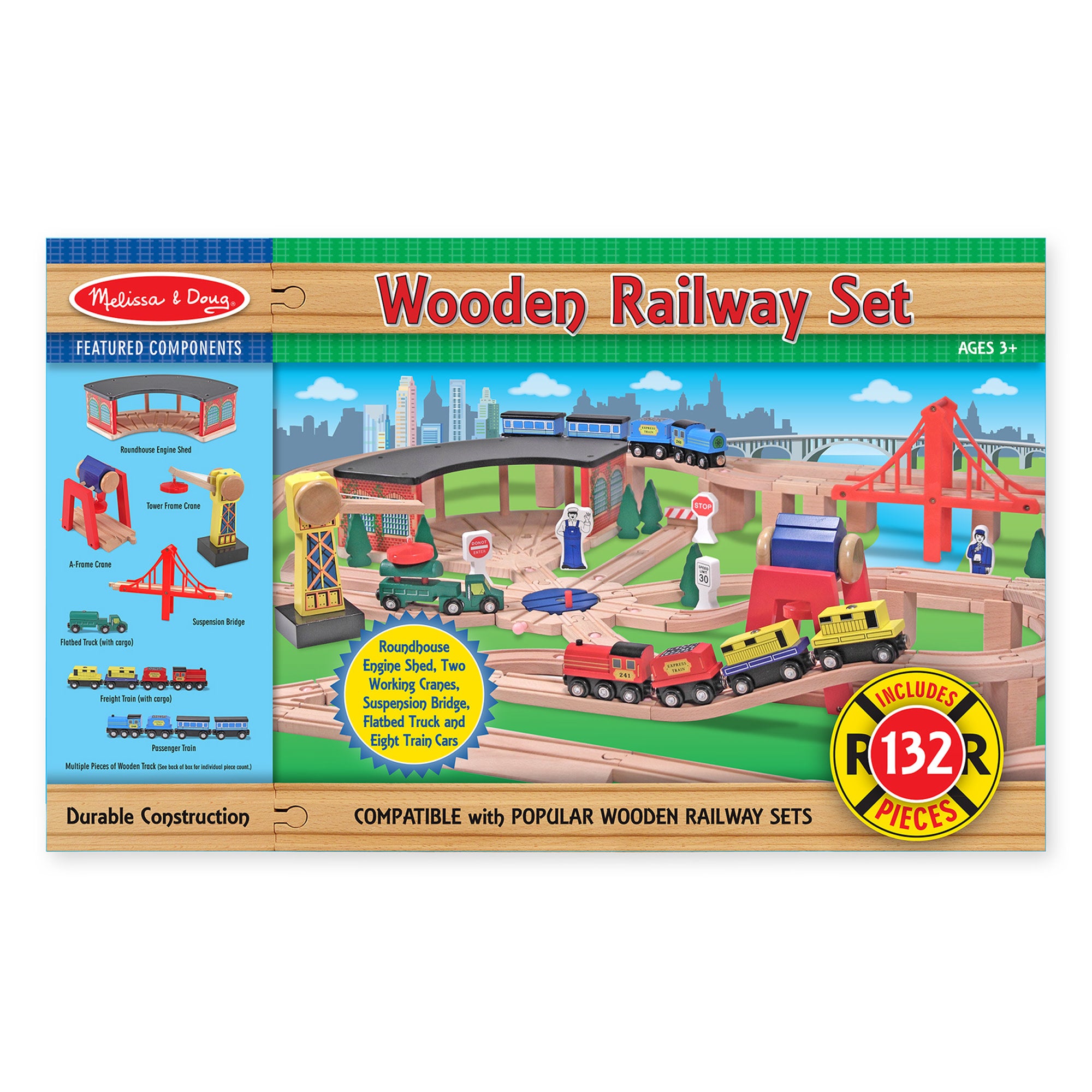 Melissa Doug Wooden Railway Train Set