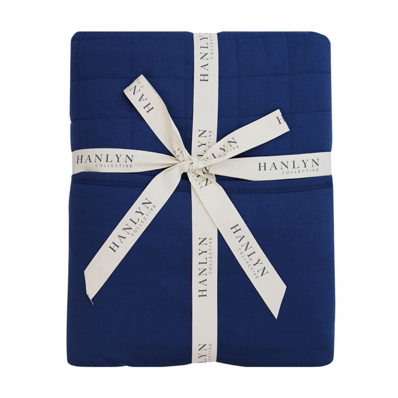 Hanlyn Collective Navy Peony Bamboo Lyocell Quilted Family Blanket Hanlyn Collective Navy Peony Bamboo Lyocell Quilted Family Blanket