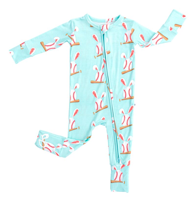 Baseball Bunnies Bamboo Viscose Convertible Romper available at Blossom