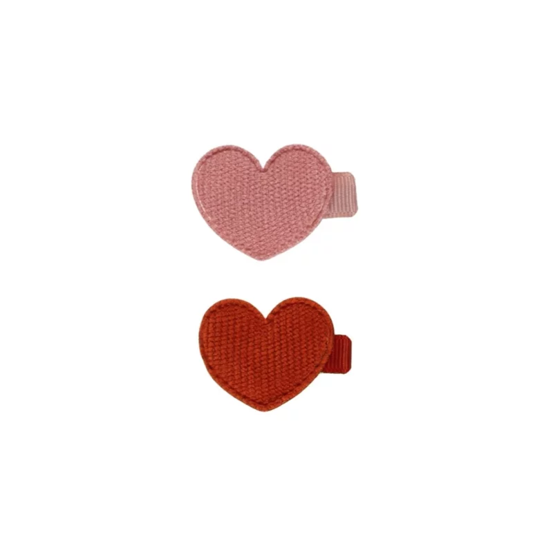 QMA271BARD-RED-LIPSTICK-1 Quincy Mae Heart Clips Set Of 2 in Red & Lipstick