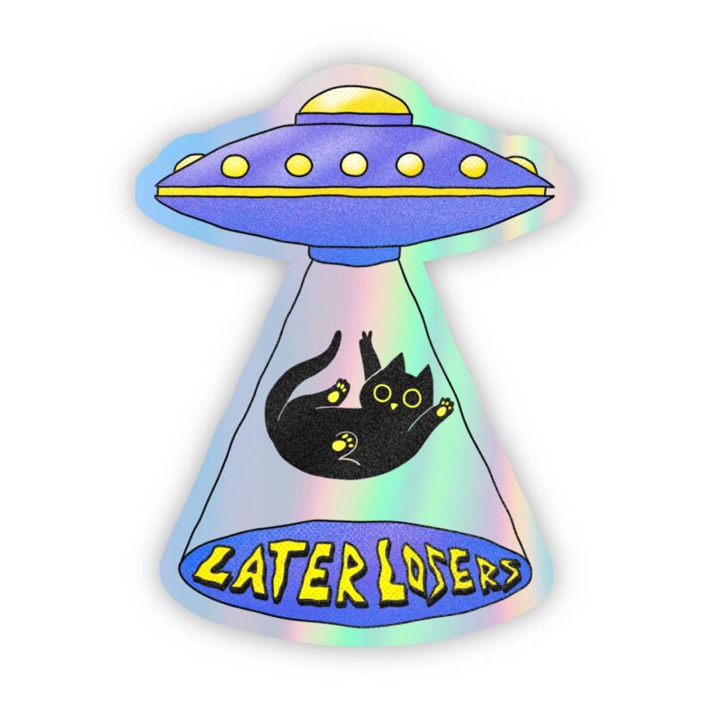 Big Moods "Later Losers" Cat UFO Holographic Sticker