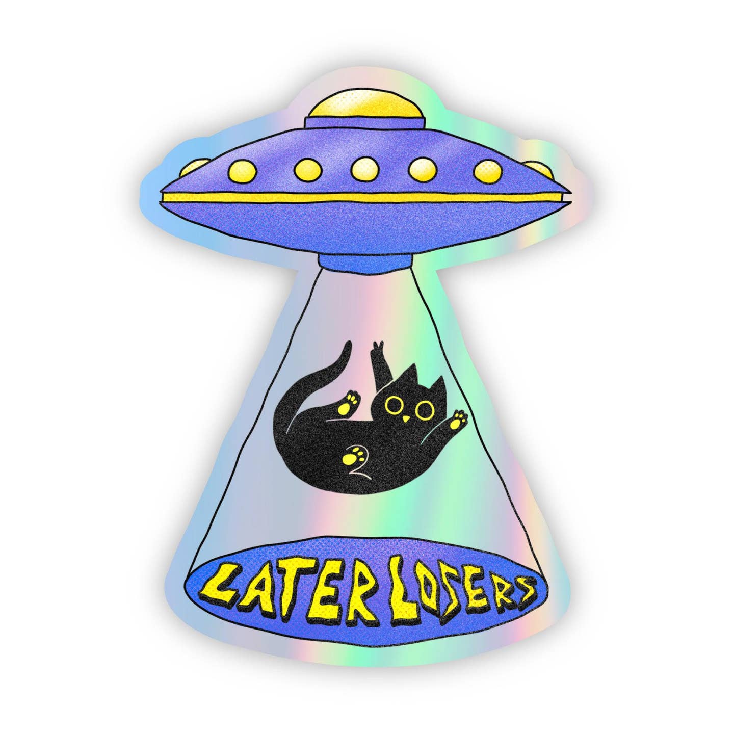 Big Moods "Later Losers" Cat UFO Holographic Sticker
