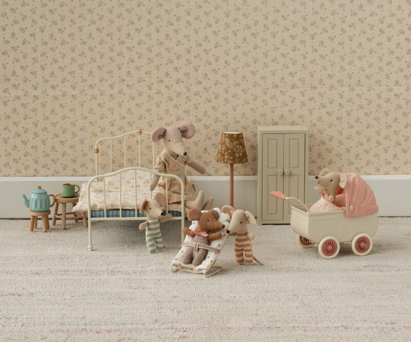 Mouse Pram In Coral from Maileg
