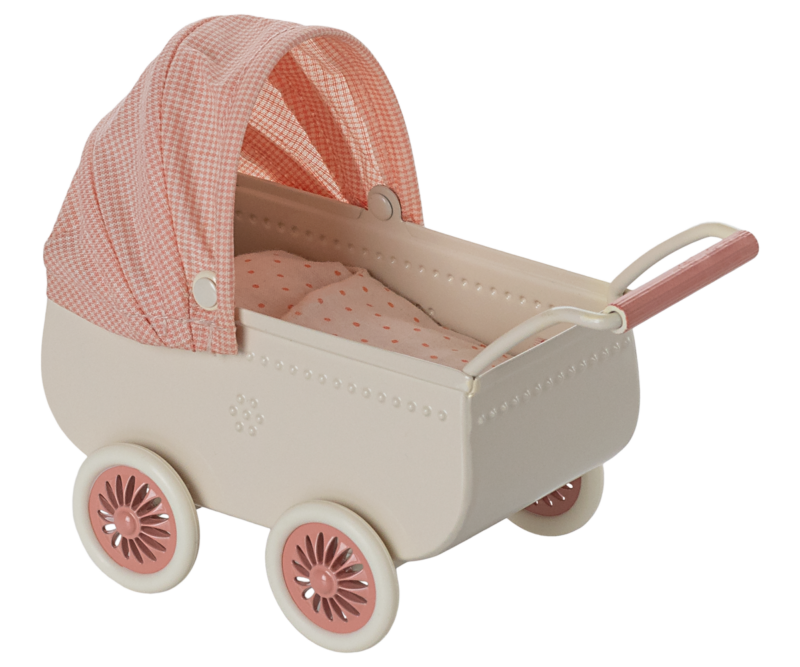 Mouse Pram In Coral made by Maileg