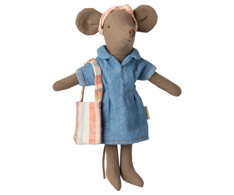 Mum Mouse Denim Dress and Bag made by Maileg