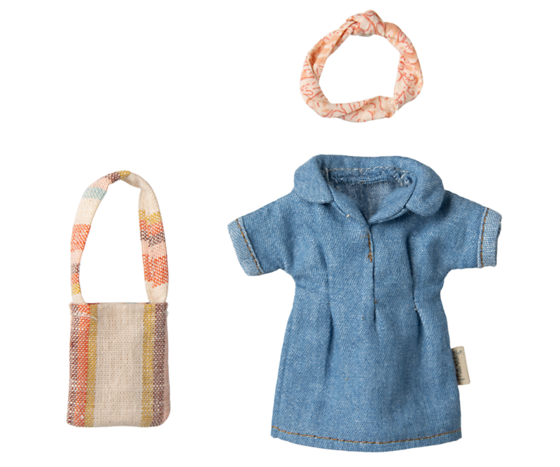 Maileg Mum Mouse Denim Dress and Bag