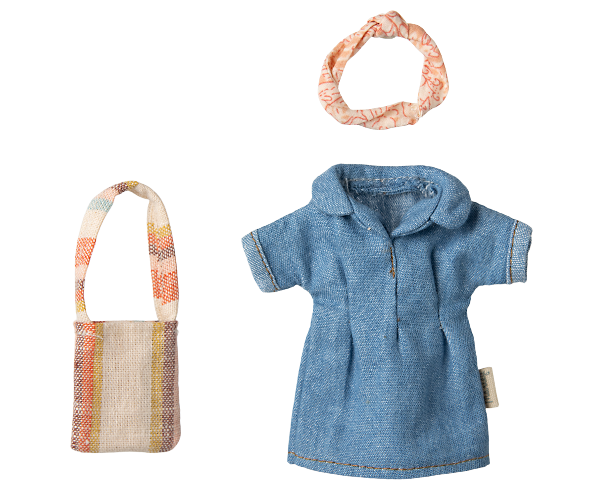 Maileg Mum Mouse Denim Dress and Bag