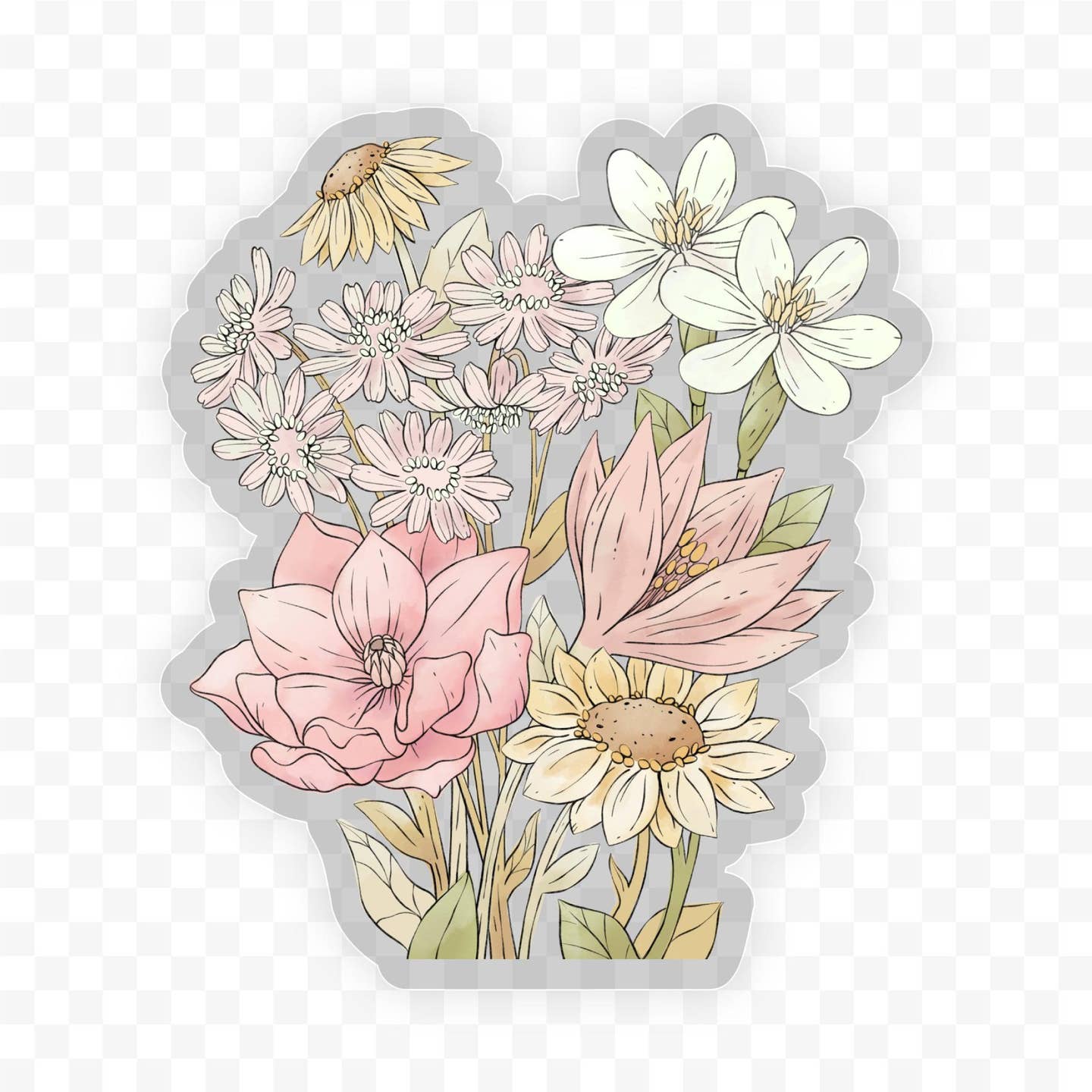 Big Moods Spring Flowers Clear Sticker