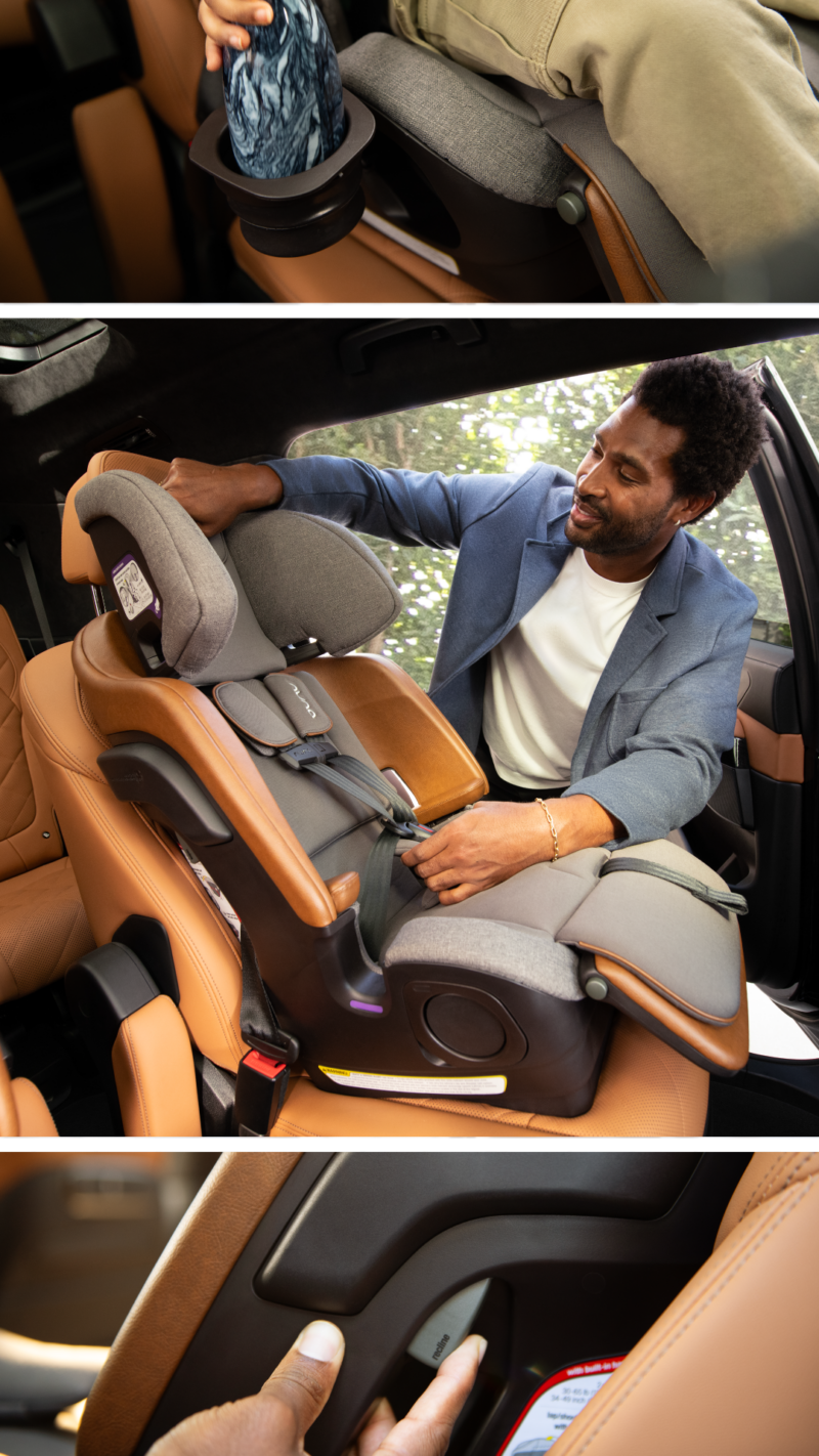 Nuna LUMN collection lifestyle photos including recline function